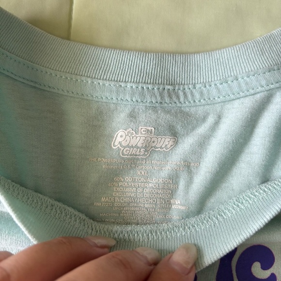 Powerpuff Girls Womens Light Blue Ruched Side Graphic Print T-Shirt Size XXL - Picture 3 of 4